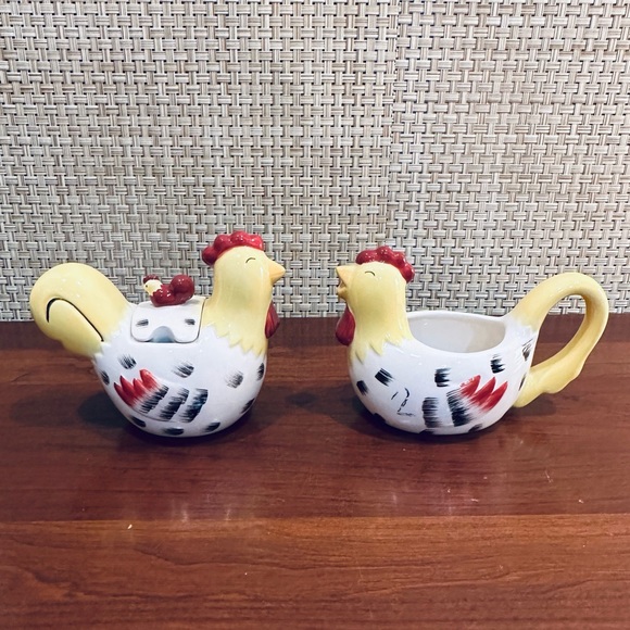 🌟3xHP🌟VTG 2005 Ceramic Chicken Cream & Sugar Set - Picture 6 of 12